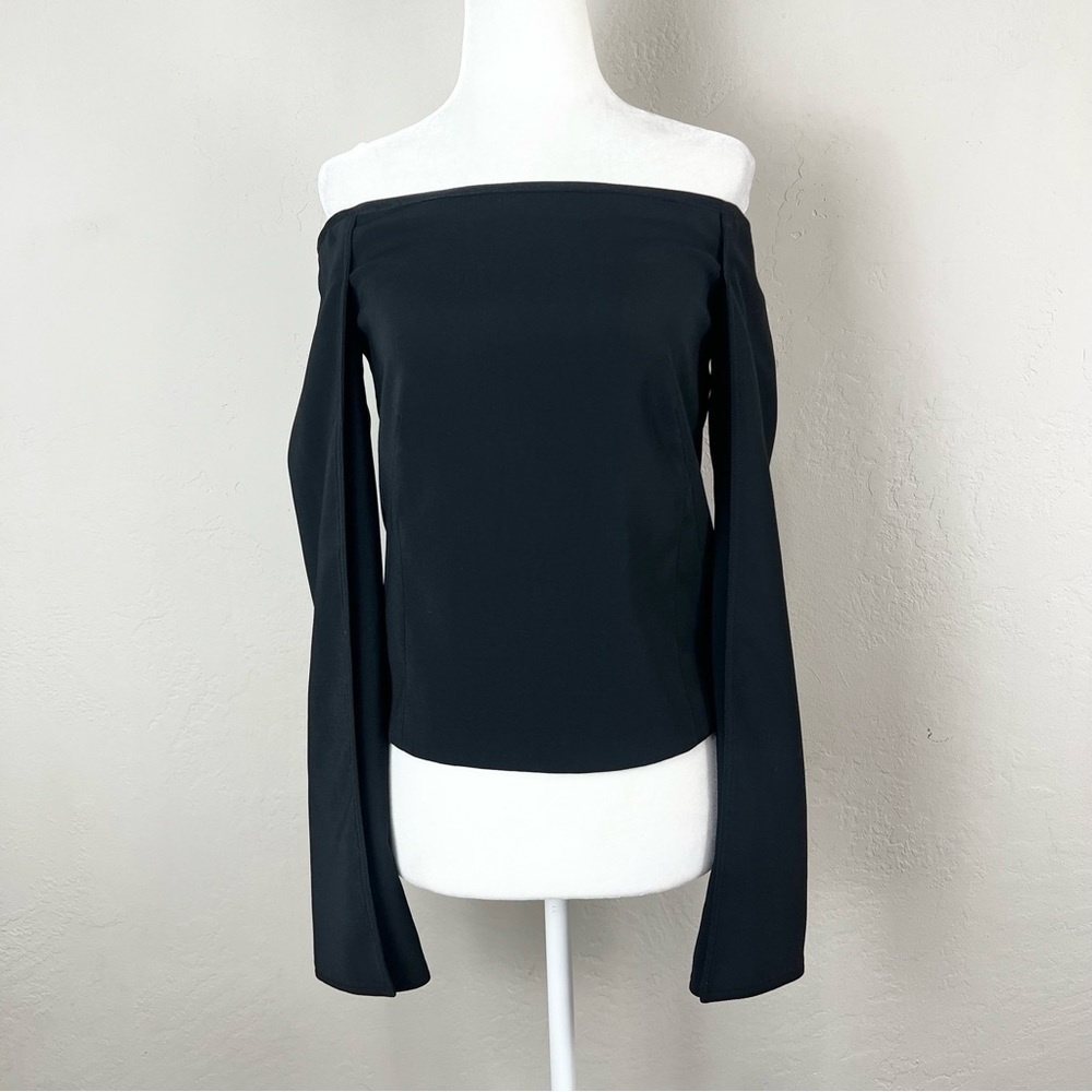 Kaufman‎ Franco Onyx Off Shoulder Long Sleeve Black Blouse Size Small